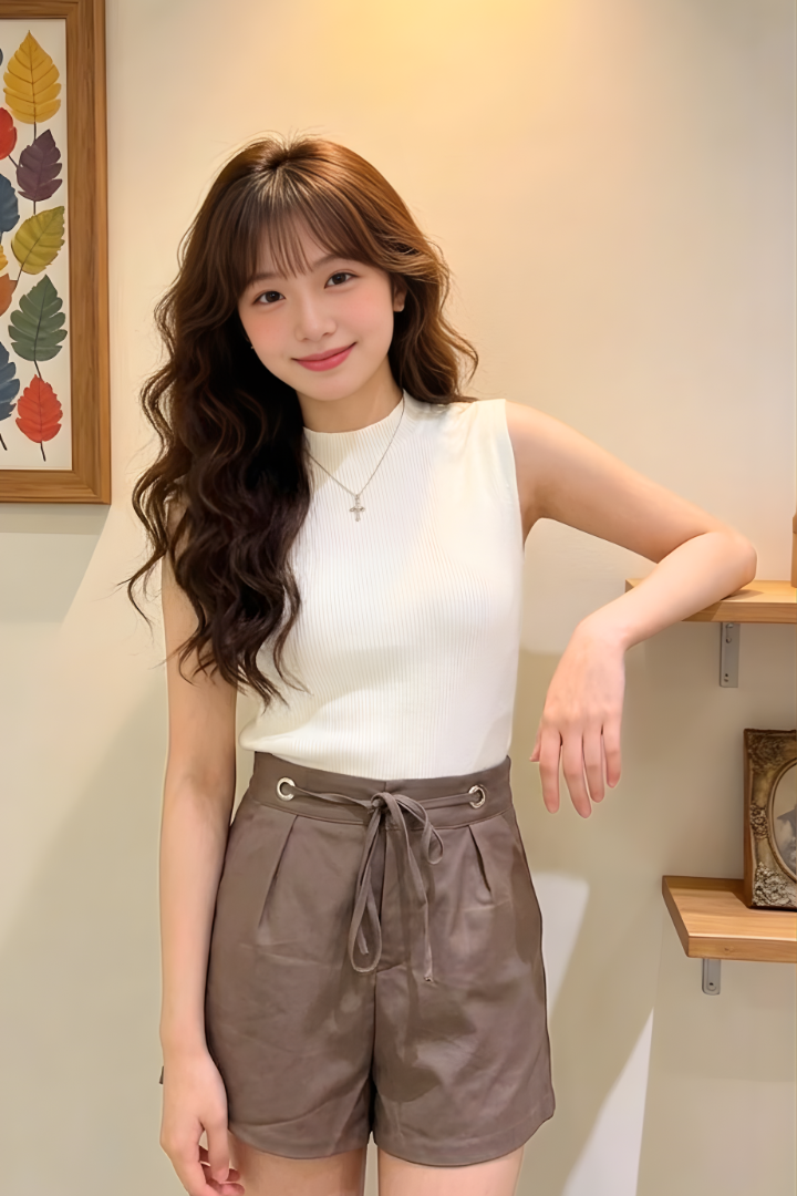 Rivika Scallop Hem Knit Top Cream