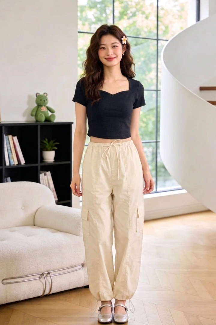 Essential Sweetheart Knit Crop Top Black