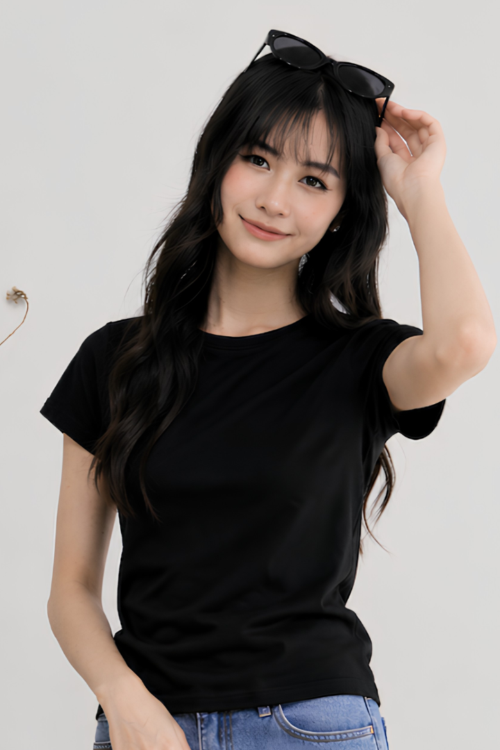 Casey Asymmetric Pleated Waist Top Black