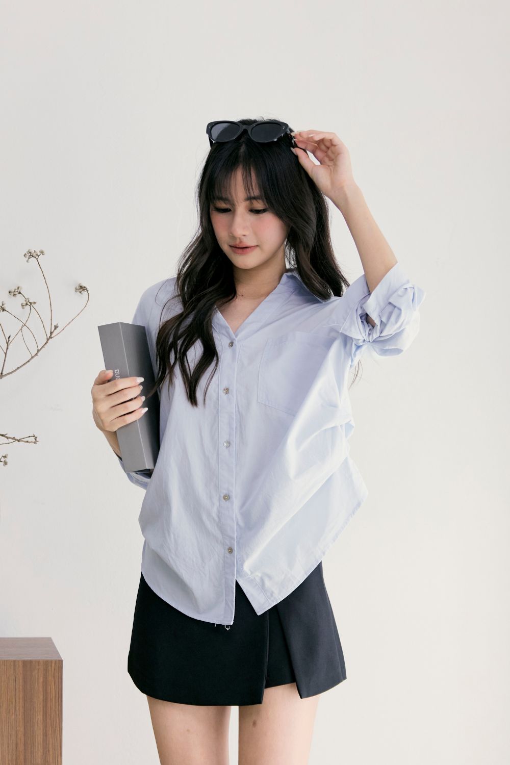 Long Sleeve Oversize Shirt Sky