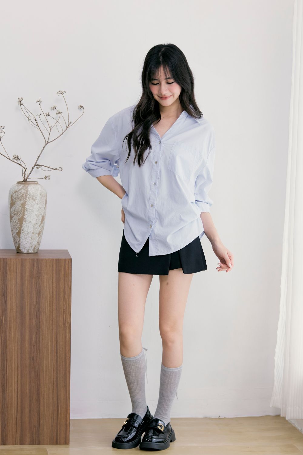 Long Sleeve Oversize Shirt Sky