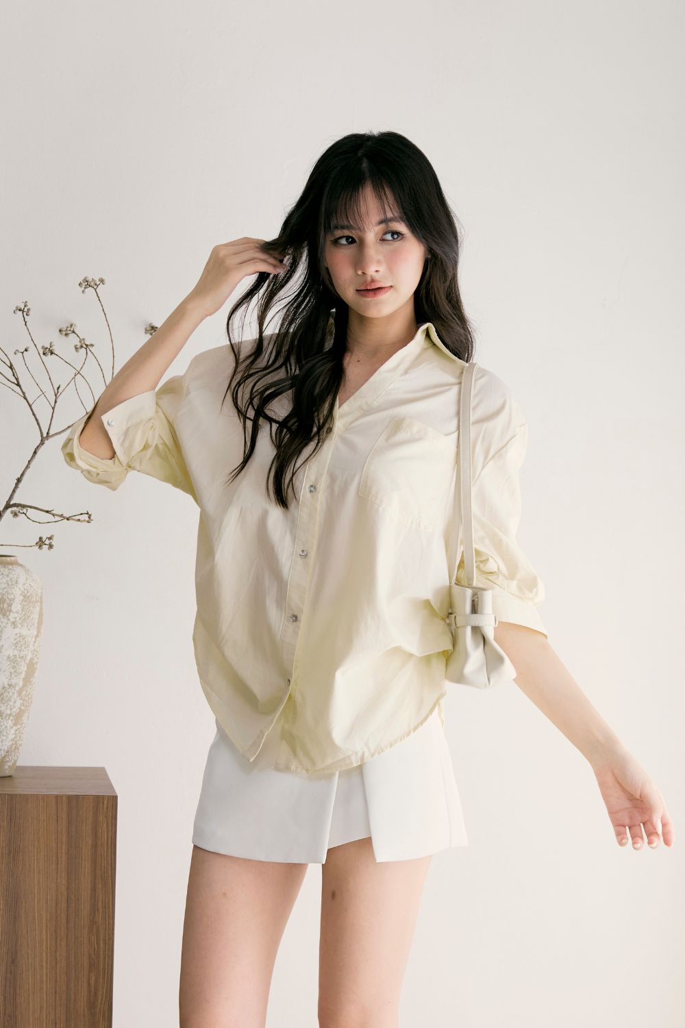 Long Sleeve Oversize Shirt Yellow