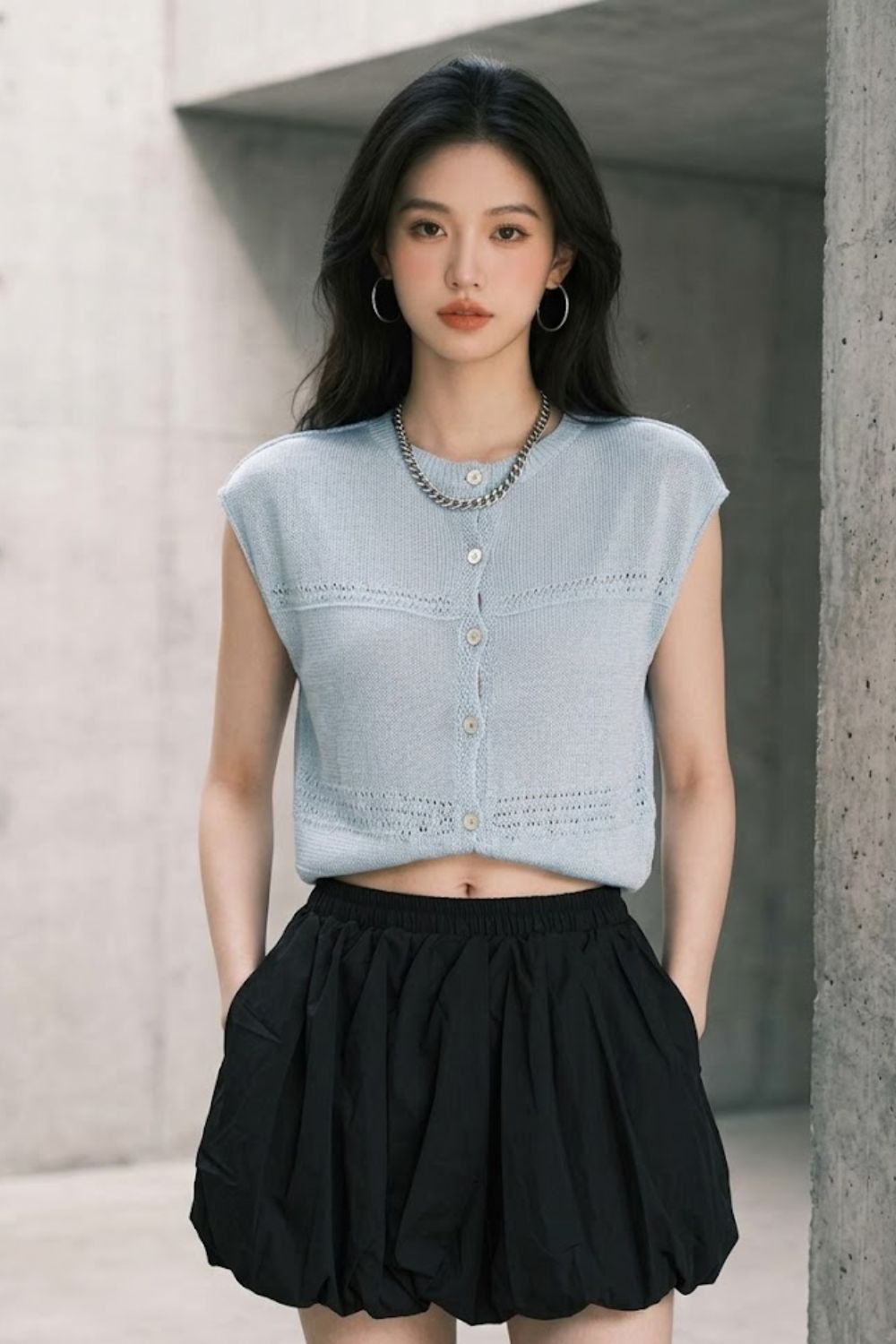 Fernley Astra Knitted Top Sky