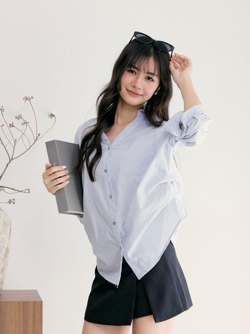 [RESTOCK] Sylmira Ruch Sleeve Shirt Sky