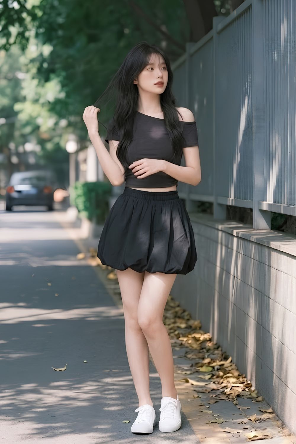 Brigitte Easticated Waist Bubble Shorts Black