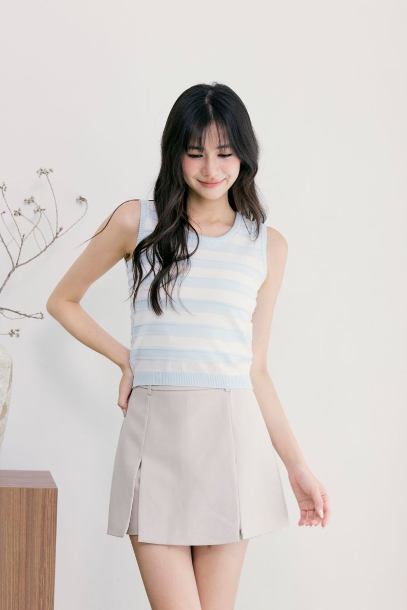 Lina Striped Knit Top Sky