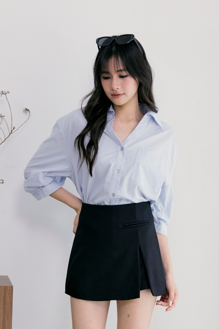 [RESTOCK] Sylmira Ruch Sleeve Shirt Sky