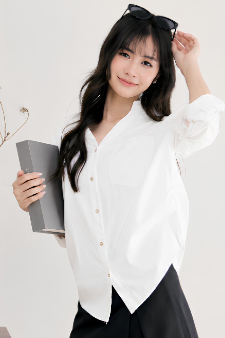 Sylmira Ruch Sleeve Shirt Ivory