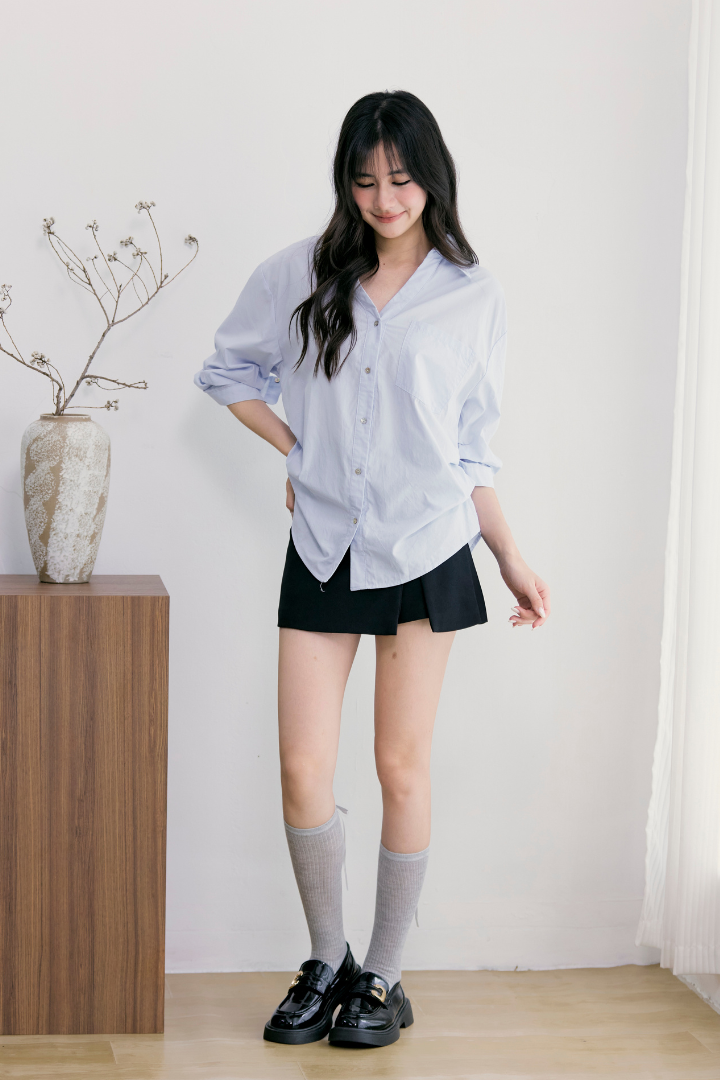 [RESTOCK] Sylmira Ruch Sleeve Shirt Sky