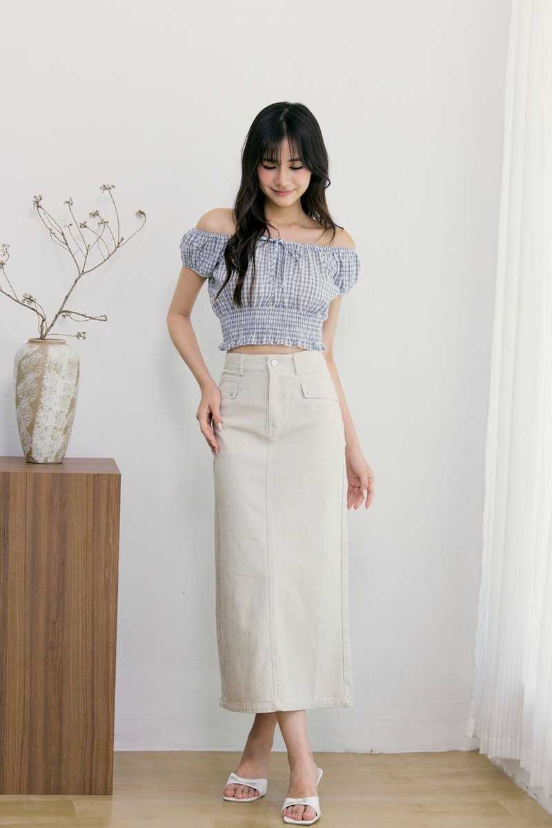 Therya Midi Skirt Cream