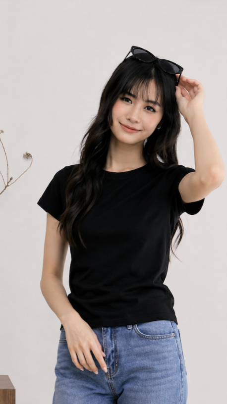 Casey Asymmetric Pleated Waist Top Black