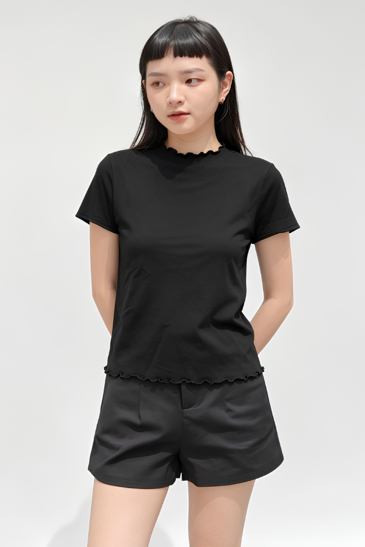 Kianna Lotus Neck Knit Top Black