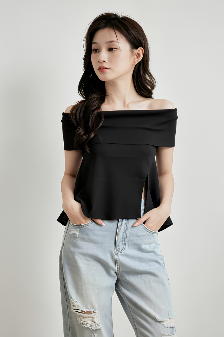Islah Off Shoulder Top Black