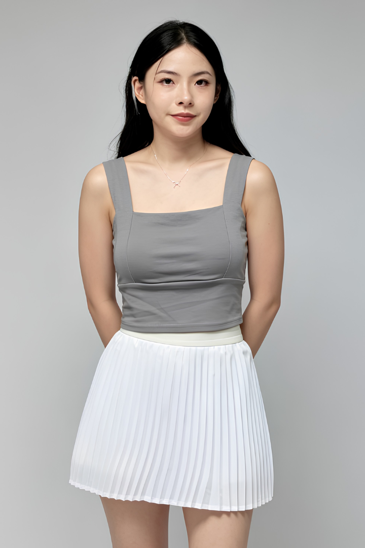 Kaelin Sleeveless Padded Cropped Top Grey