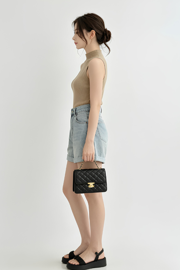 Roll Hem Denim Shorts Light Washed