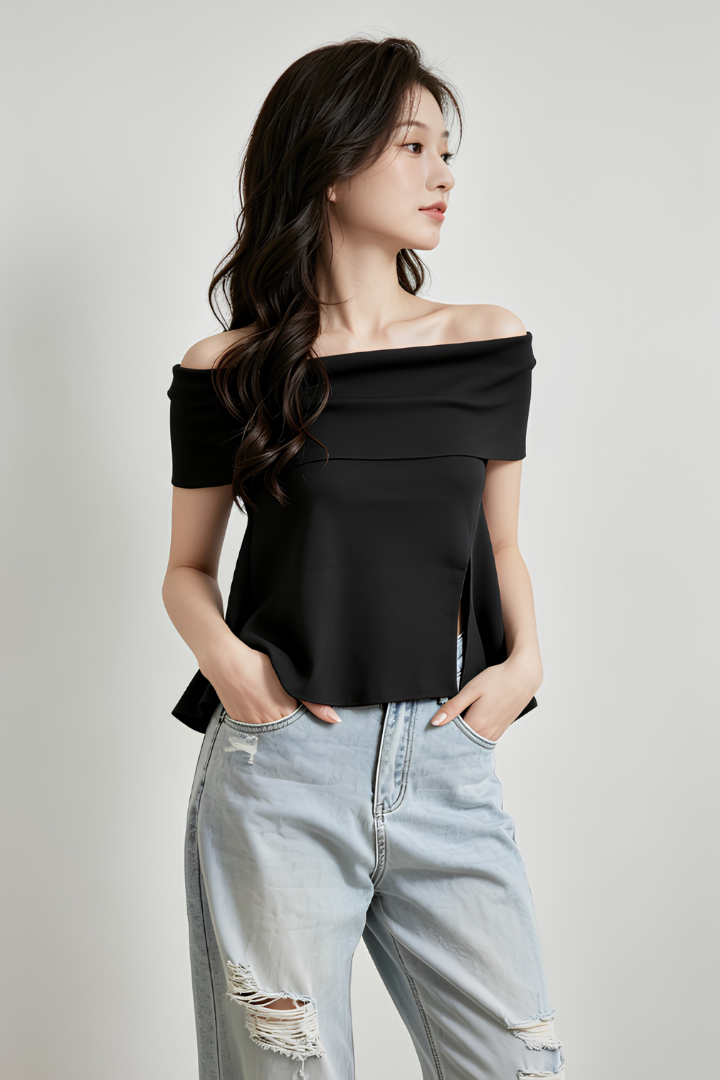 Islah Off Shoulder Top Black