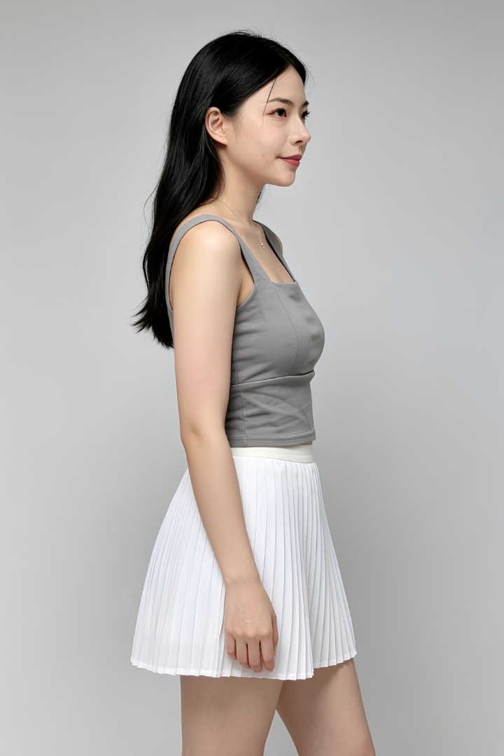 Kaelin Sleeveless Padded Cropped Top Grey