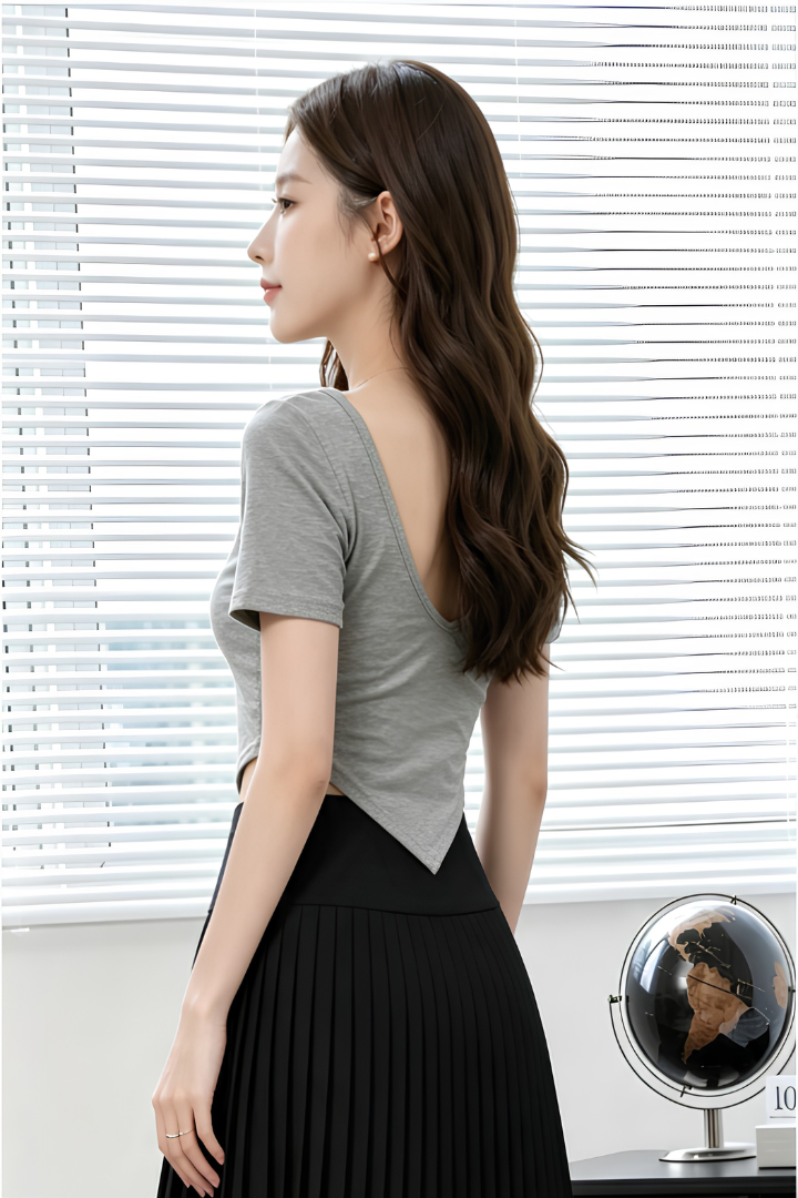 Katherine Backless Padded Top Grey