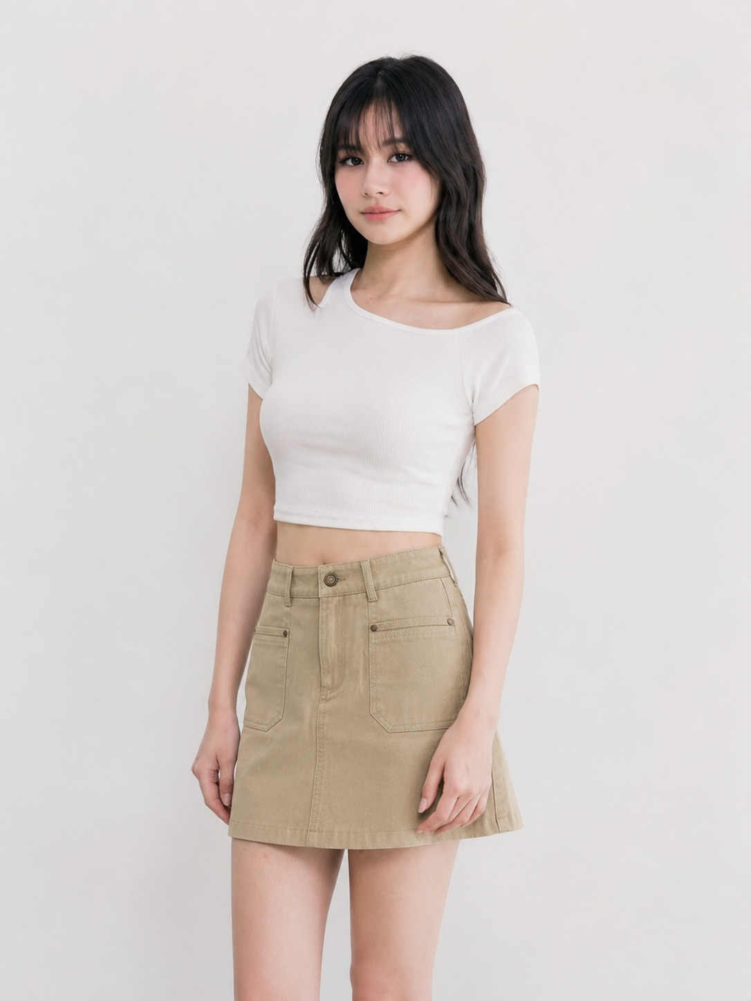 Kylie Front Pocket Skort Khaki