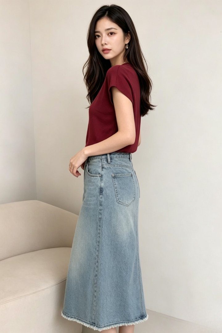 Mico Round Neck Basic Knit Top Red