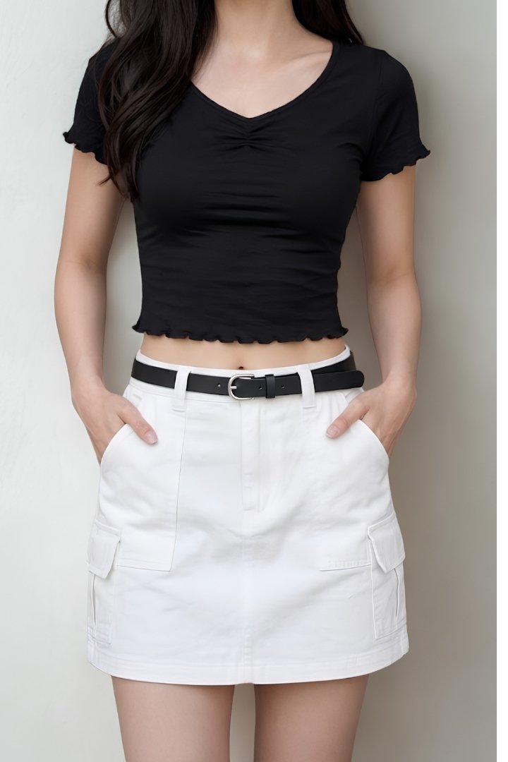 Cassia Cargo Belted Short Ivory