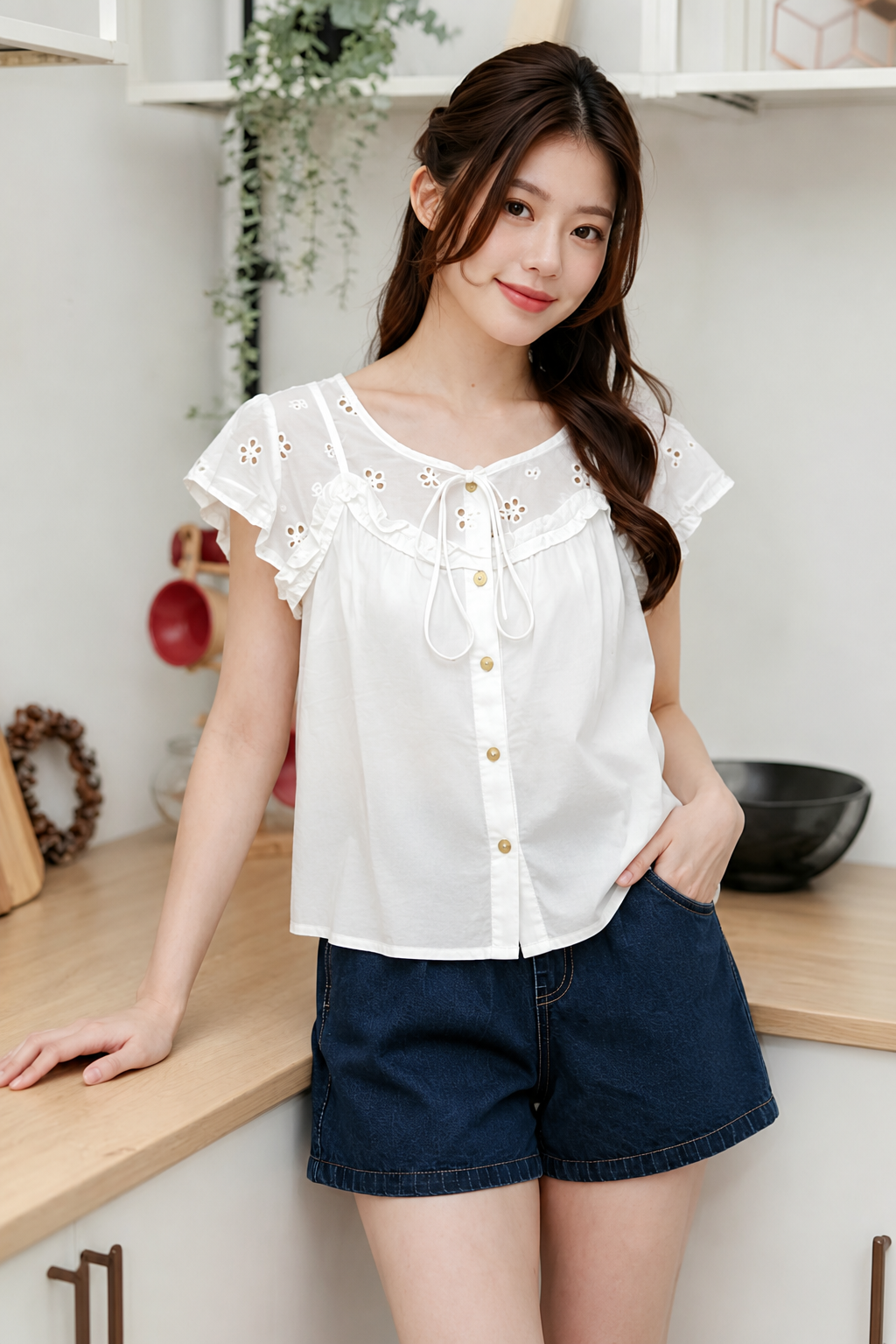 Lucy Eyelet Top Ivory