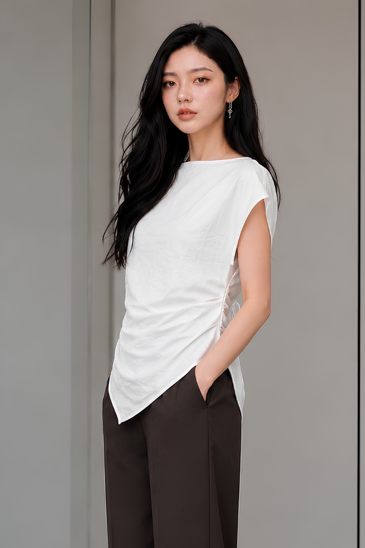 Reni Boat Neck Top Ivory