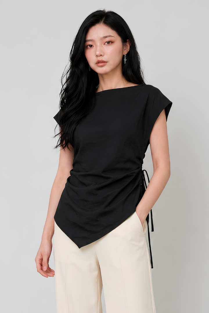 Reni Boat Neck Top Black