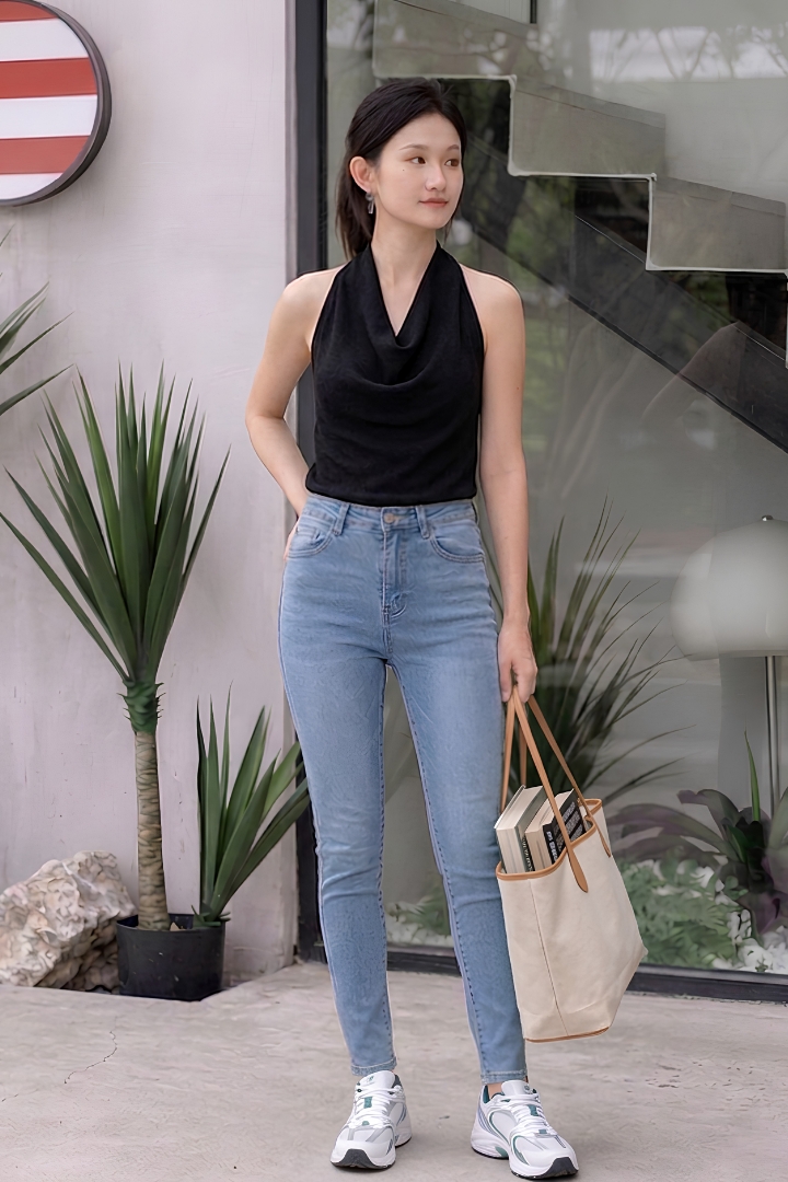 Poppy 2 Way Draped Knit Top Black