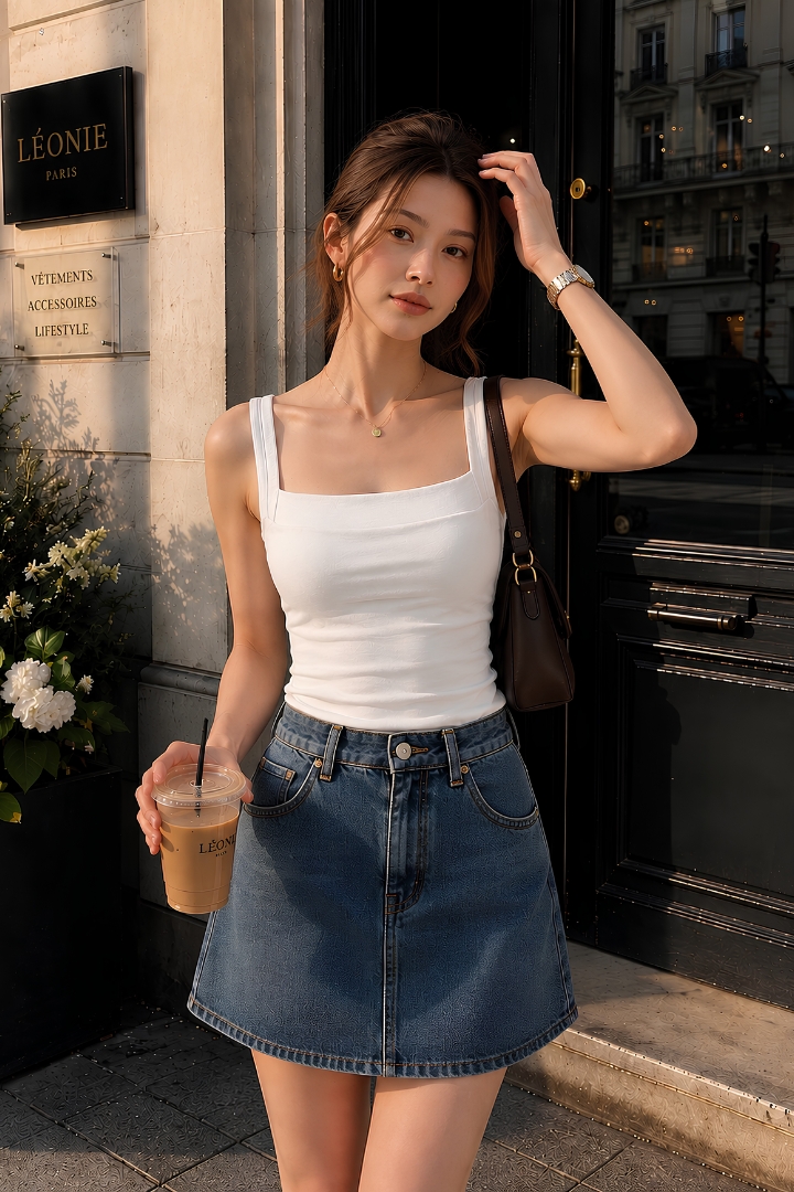 Olivia Padded Square Neck Top Ivory