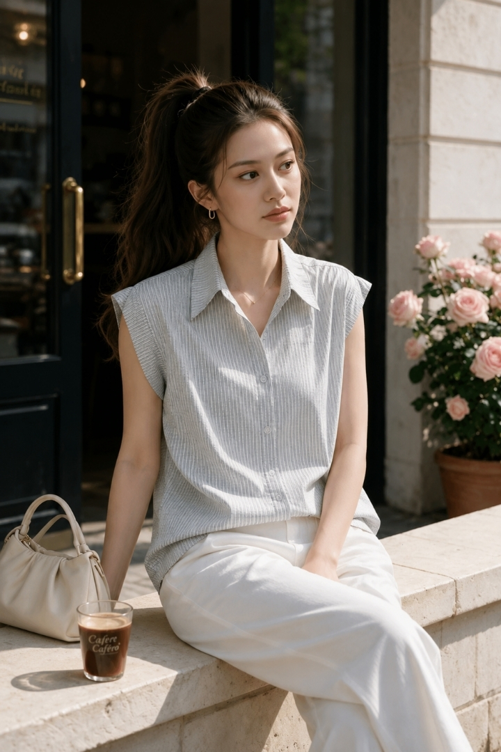 Emma Stripes Shirt Sky