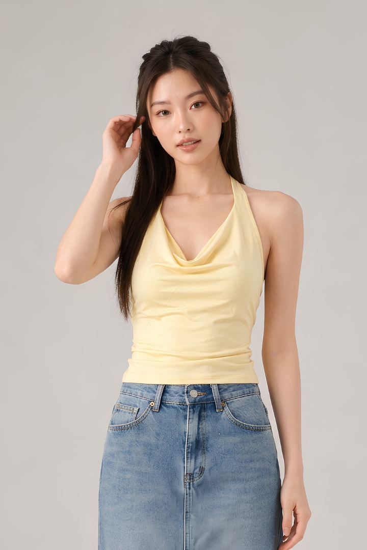 Shienna Padded Halter Top Mustard