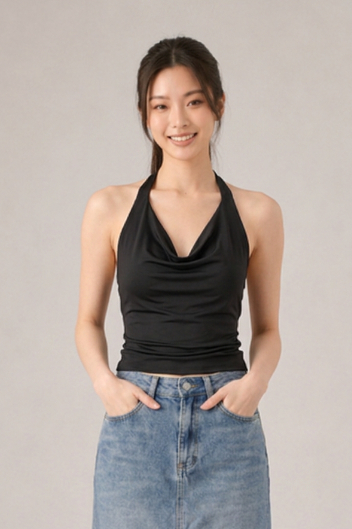 Shienna Padded Halter Top Black