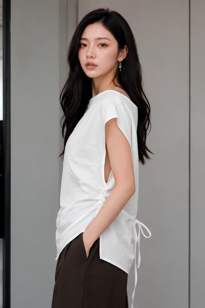 Reni Boat Neck Top Ivory