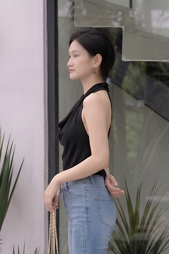 Poppy 2 Way Draped Knit Top Black