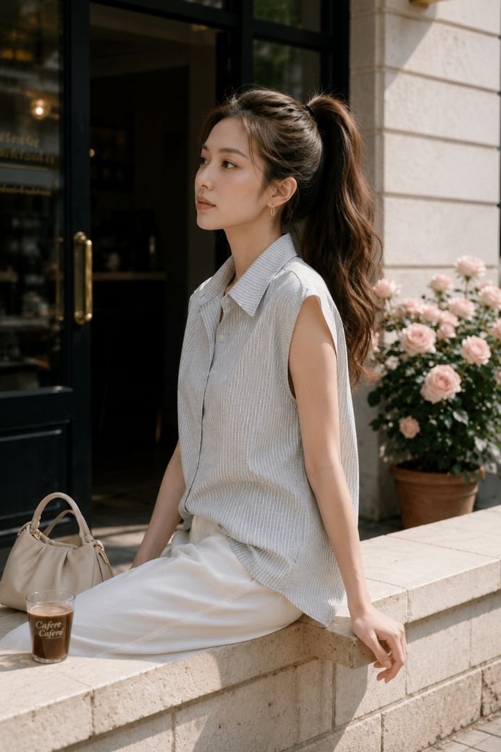 Emma Stripes Shirt Sky