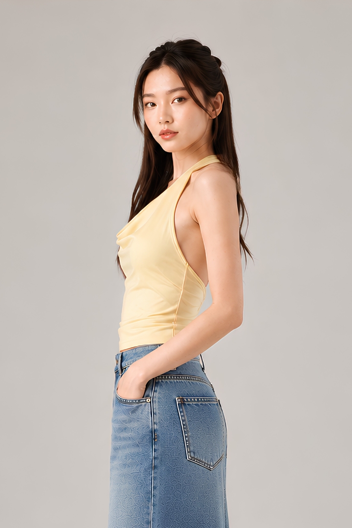Shienna Padded Halter Top Mustard