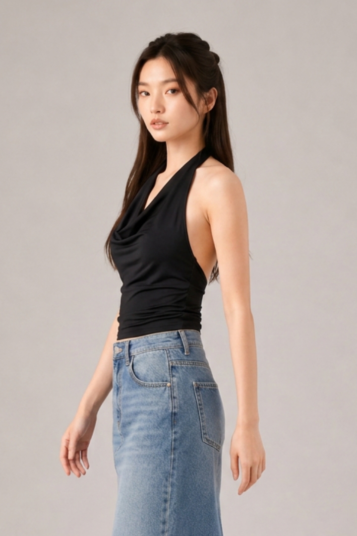 Shienna Padded Halter Top Black