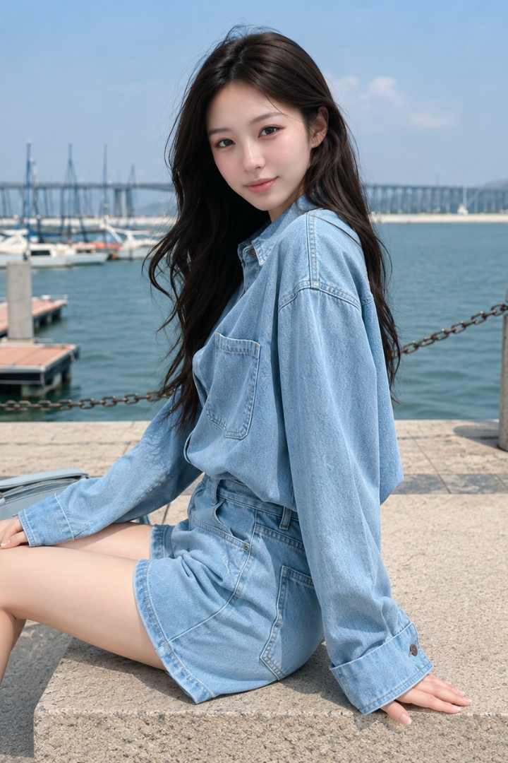 [ETA 8 Sept] Andrea Denim Shirt & Shorts Co-Ord Set Light Washed