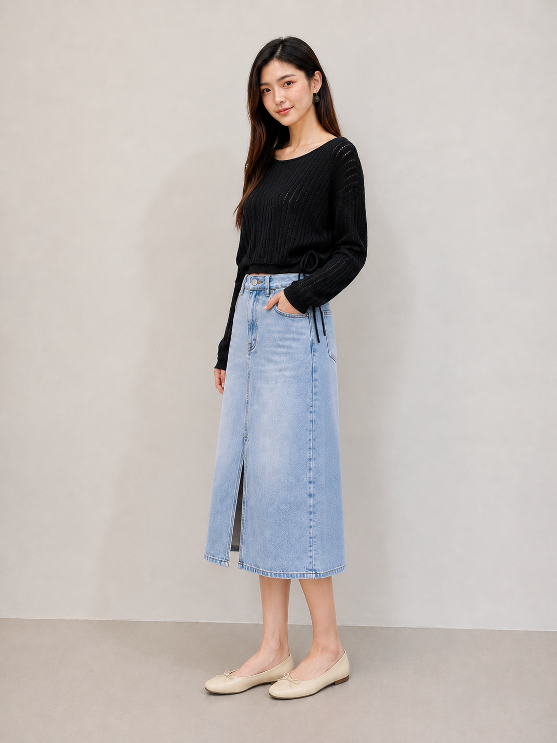 Emily Knit Long Sleeve Top Black