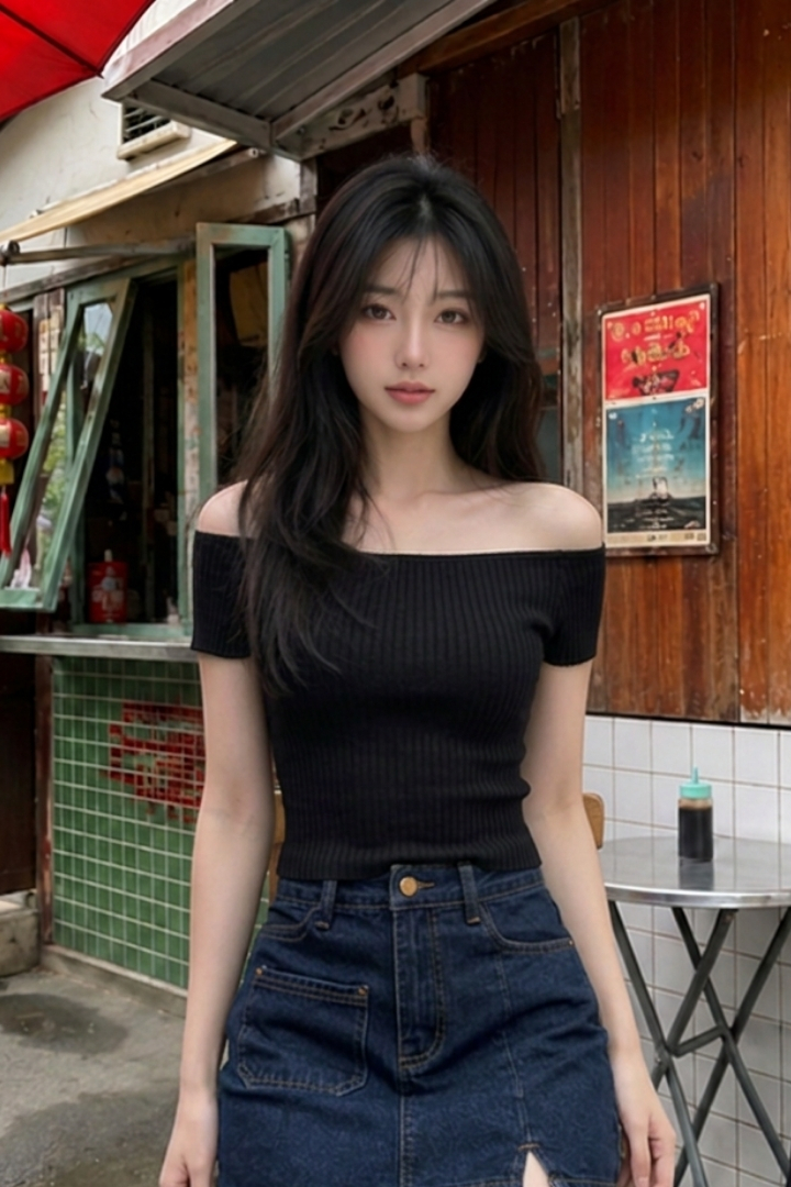Maya Bardot Knit Top Black