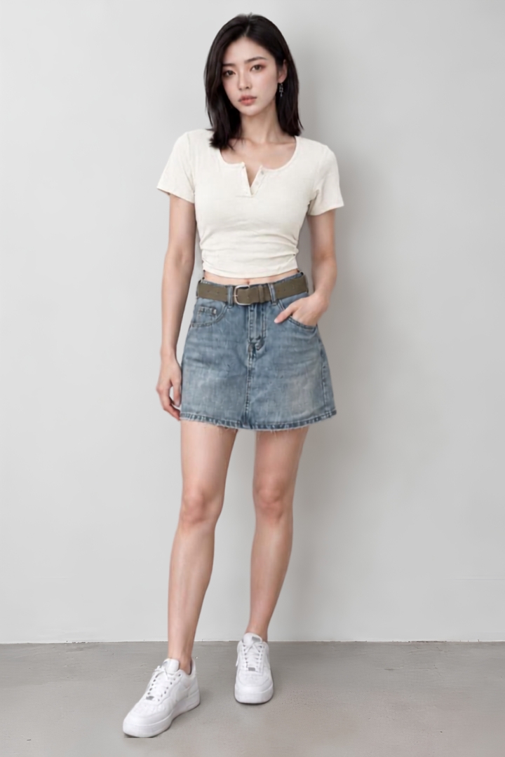 Lumi Buttons Padded Ruched Side Top Steel Ivory