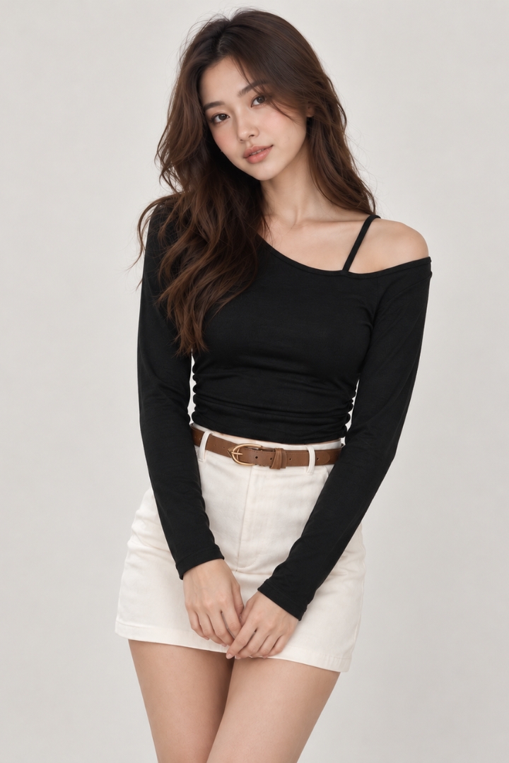 Libby Long Sleeve Padded Top Black