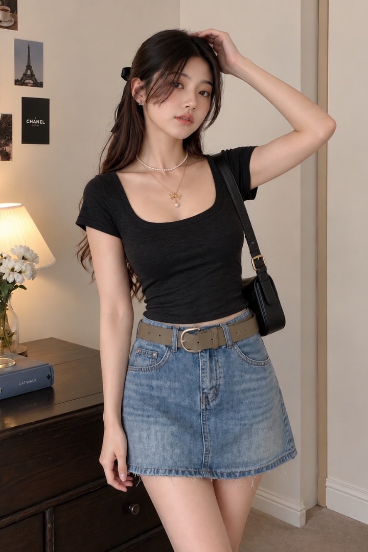 Danesha Short Sleeve Padded Top Black