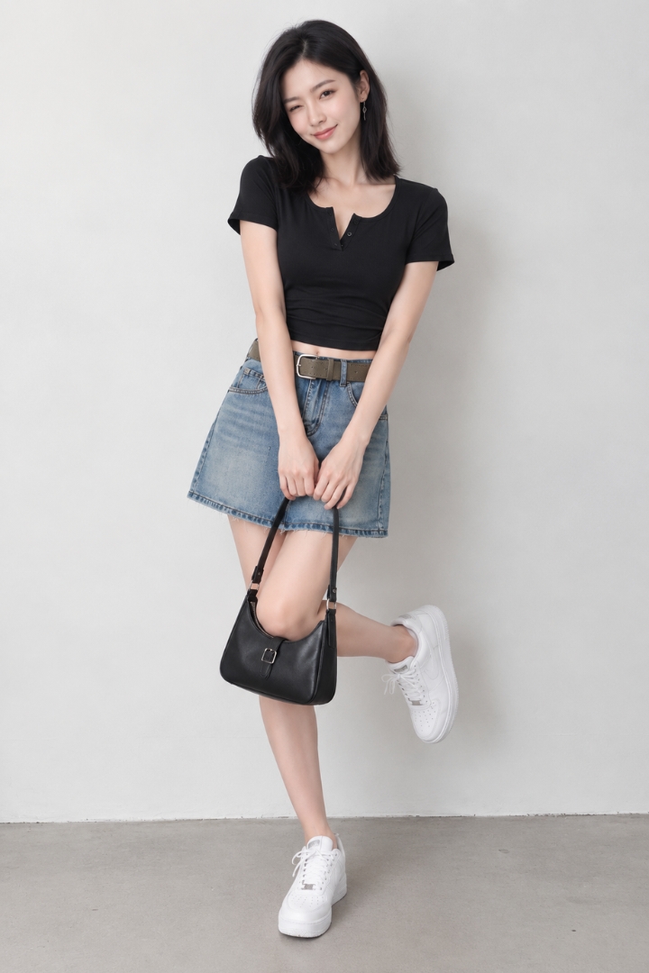 Lumi Buttons Padded Ruched Side Top Black