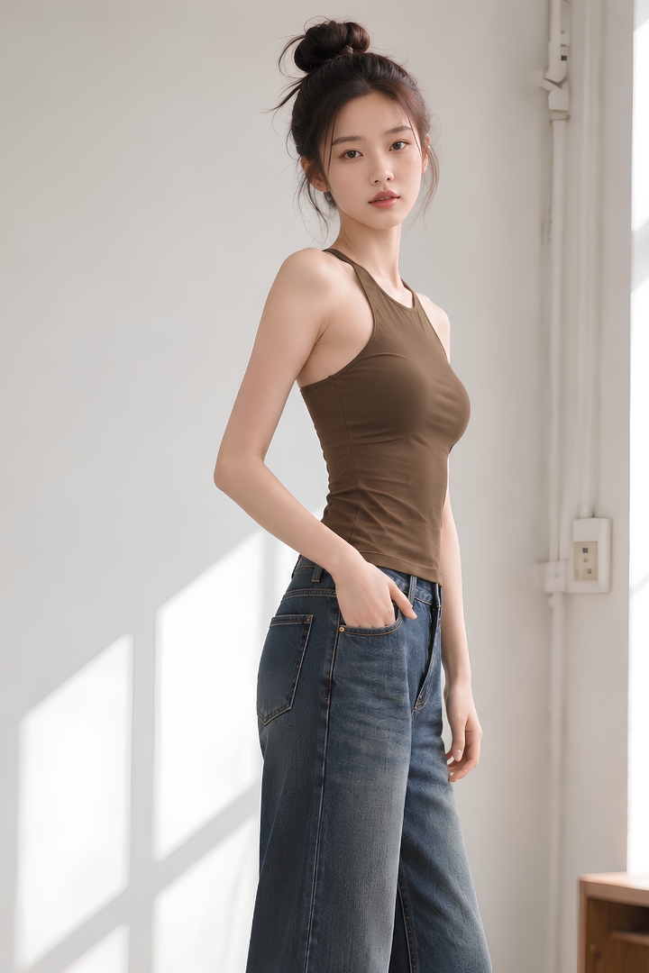 Myka Padded Racerback Cut-Shoulder Sporty Tank Top Brown