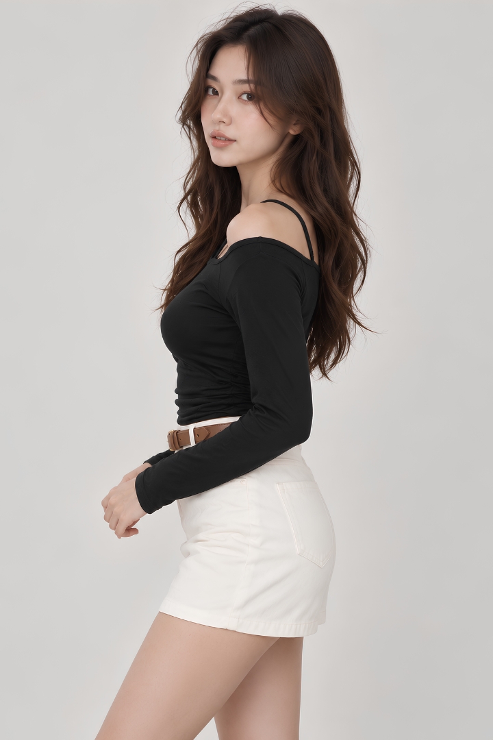 Libby Long Sleeve Padded Top Black