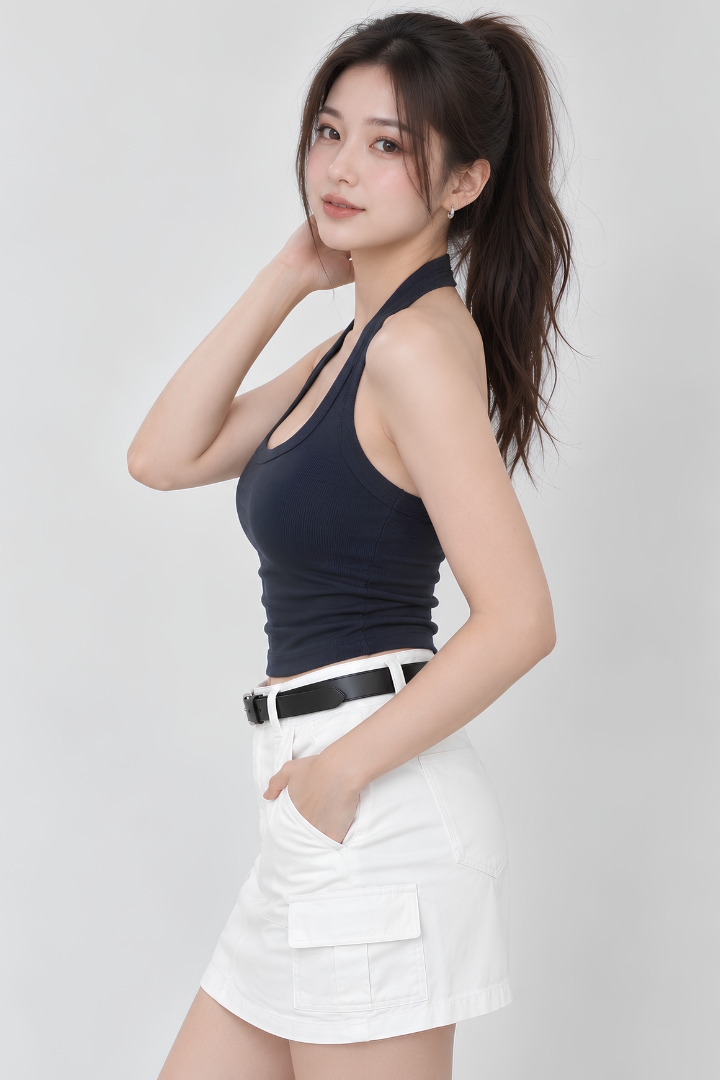 [BACKORDER] Ella Halter Padded Ribbed Knit Top Midnight