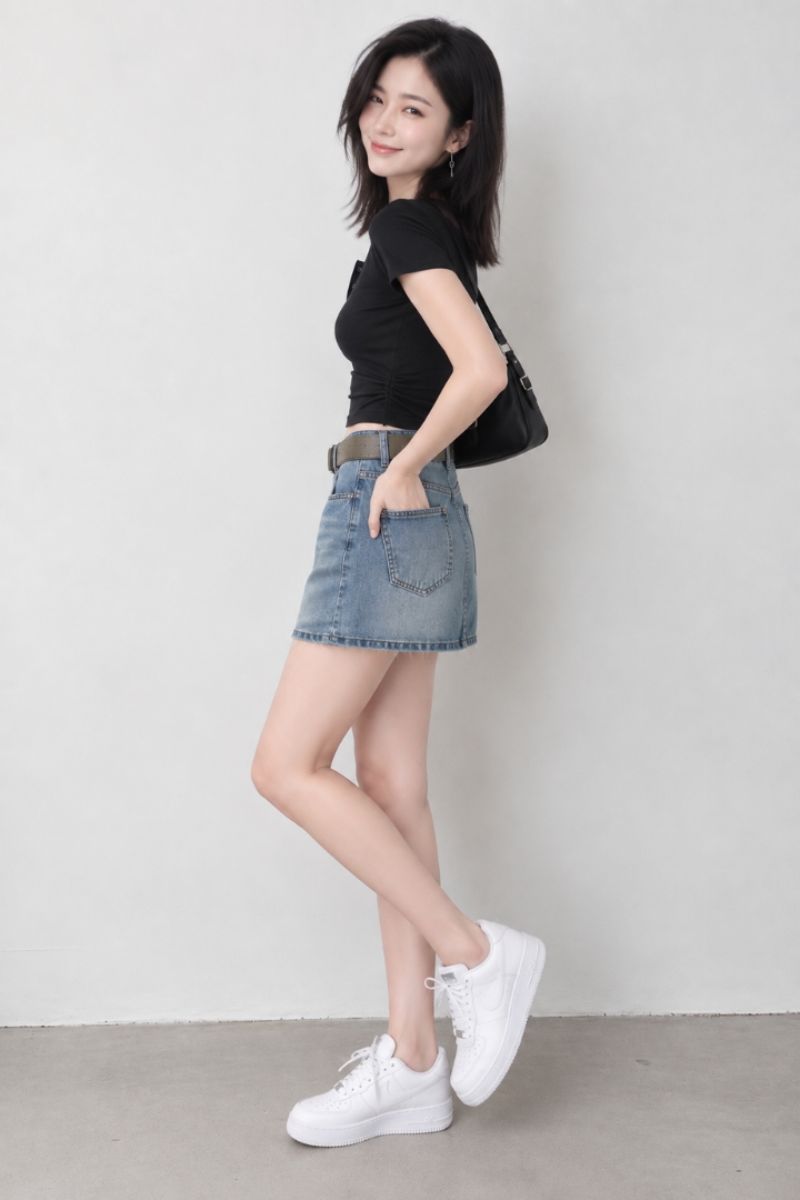Lumi Buttons Padded Ruched Side Top Black