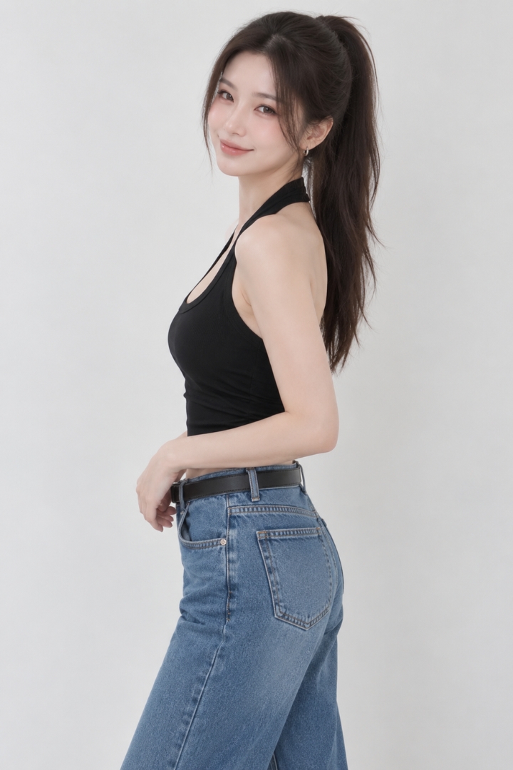 Ella Halter Padded Ribbed Knit Top Black
